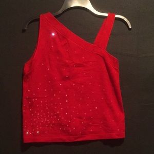 Vintage Large Asymmetrical Red sequin top